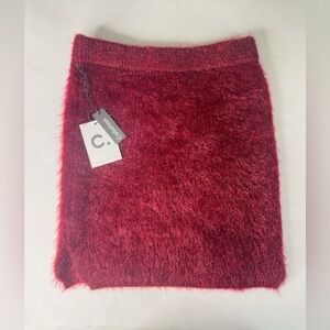 Revolve x Callahan Womens Bloodstone Fuzzy Mini Skirt NWT